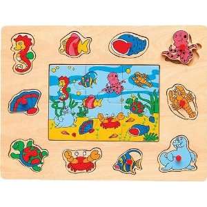  Ocean Life   Peg & Jigsaw Wooden Puzzle Toys & Games