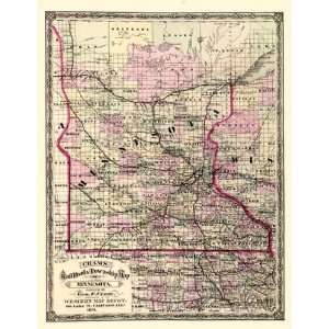  STATE OF MINNESOTA (MN) BY GEORGE F. CRAM 1875 MAP