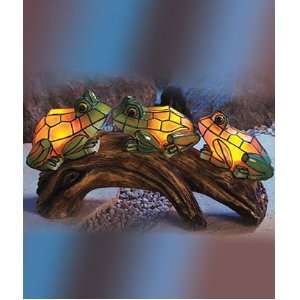  Frogs on a Log Solar Mosaic Garden Lights Patio, Lawn 