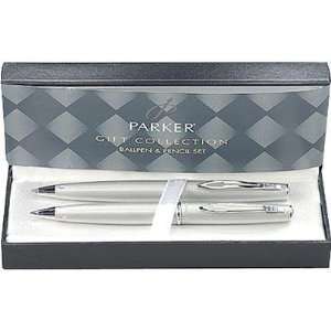  Parker Pen Prose Silver Ballpoint Pen & Pencil Set Office 