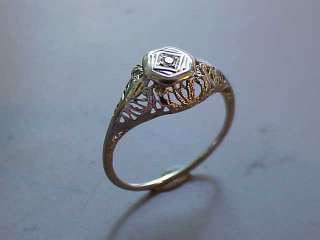 W6808  Vintage   14k White Gold and Diamond Ring   1920s  