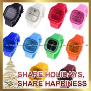 Hotaru Multi Color DIY Jelly Silicone Unisex Quartz Sport Watch + Bag 
