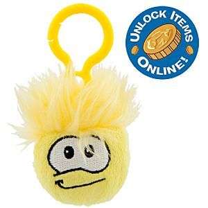 DISNEY CLUB PENGUIN YELLOW PUFFLE KEYCHAIN CLIP ON COIN  