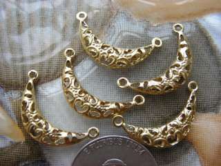5pc Brass Crescent Moon Filigrees,Gold Color Charm Connector fa059
