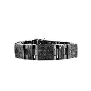   Black Square Concave Cubic Zirconia Micro Pave Hip Hop Style Bracelet