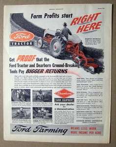 1950 Ford 8N Tractor Ad FARM PROFITS START RIGHT HERE 10.5 x 13  