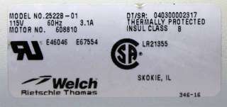 Welch Rietschie Thomas 2522B 01 Standard Duty Vacuum Pump  