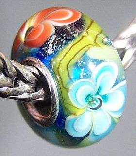 Flower Lampwork Glass Bead European Charm Bracelet 2353  