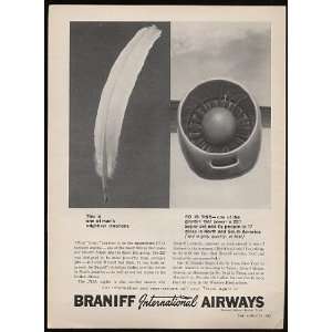  1962 Braniff Airways Feather Turbojet Engine Print Ad 