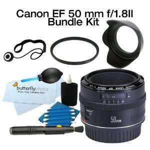 Canon EF 50mm f/1.8 II Lens With 52mm UV + lens Hood + Power Package