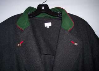Trachten GERMAN Wool Gray Jacket Red Green 36 Elle F  