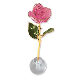 Lacquer Dipped 24k Gold Trim Stand Rose Collectibles  