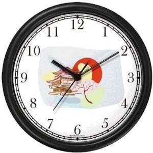  Flag of Japan with Pagoda   Japanese Theme Wall Clock by 