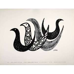  1954 Lithograph John Solarz Modern Art Abstract Birds 