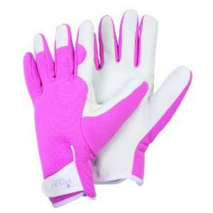  Pink Lady Gardener Leather Gloves   Medium Patio, Lawn 