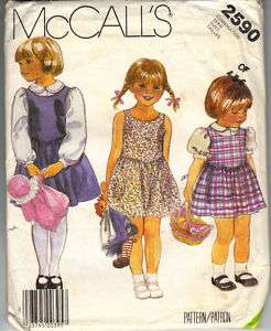 MCCALLS 2590 GIRLS Sz.4 6 DRESS/JUMPER, BLOUSE 1986  