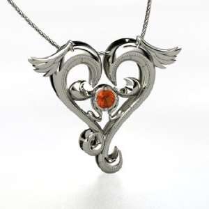   Takes Wing Pendant, Round Fire Opal 14K White Gold Necklace Jewelry