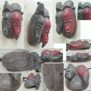 AFRICAN ART BAULE MASK #B7  12.5 3LBS     W/2 FACES  