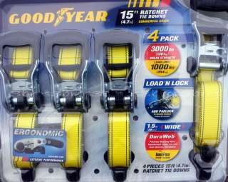   Goodyear Heavy Duty Set of 4 Snap On 1 1/2 Ratchet Tie Down Straps