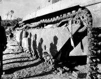 Marines Battle Wrecked Alligator Tank   WWII USMC Photo  