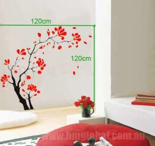 2x1.2M RED FLOWER TREE WALL ART Removable Wall Decal  