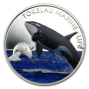 Tokelau 2012 Proof Silver $5 Marine Life   Orca Killer 
