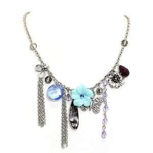   with Purple and Blue Stones; Turquoise Flower; Lobster Clasp Closure