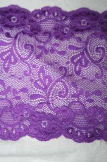 PURPLE Galloon STRETCH Sheer French lace 7 wide BTY  
