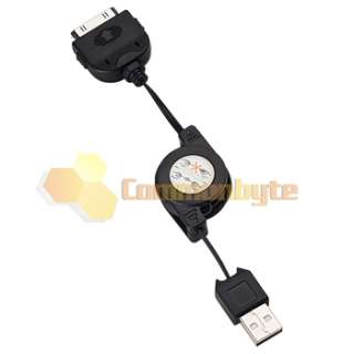 Retractable Black USB Data Sync Charger Cable for iPhone 4G 4S 4GS 3GS 