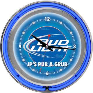 Bud Light Blue 14 Double Ring Neon Clock Personalized 844296071227 