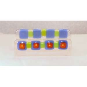   Green Fused Glass Business Card Holder by Janet Foley
