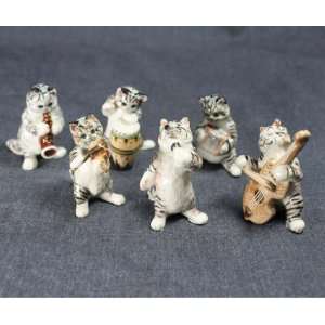  Miniature Porcelain Animals Cat Band #CAT406