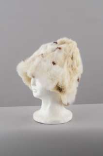 VINTAGE 60s White Spotted FUR Snow Bunny Winter Bell Shapped Couture 