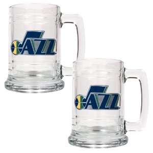 Utah Jazz 2pc 15oz Glass Tankard Beer Mug Set  Kitchen 