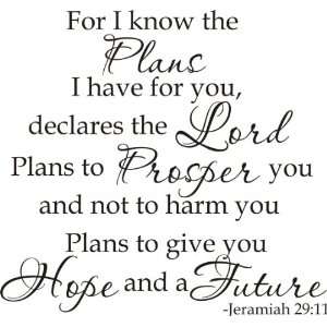 Jeremiah 2911 For I know the plans I have for you declares the lord 