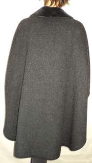 Ladies Black Wool Cape Coat Classy Well Made TRUE VINTAGE 60s One 