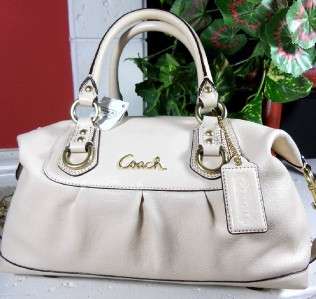 NWT RP $358 COACH Bone Ivory Cream Ashley Leather Satchel Handbag 