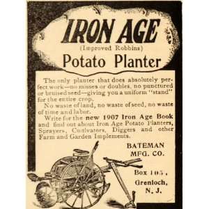  1907 Ad Iron Age Potato Planter Bateman Manufacturing 