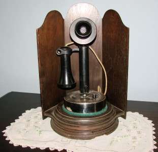   Decorated Walnut HIDE A PHONE CANDLESTICK TELEPHONE TABLE STAND  