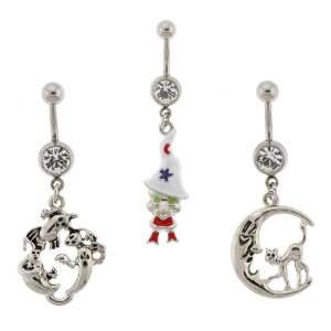  Set of 3 Halloween Belly Rings   Stainless Steel Jewelry