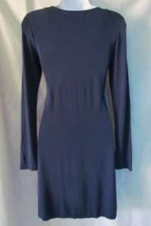 STUDIO M MAX STUDIO Navy Blue Long Sleeve V Neck Casual Dress Womens S 