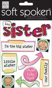 Soft Spoken Family Little Girls Sisters 3D Stickers  