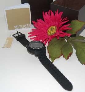 New MICHAEL KORS Womans Classic Glitz Black Bagette Crystal Watch 