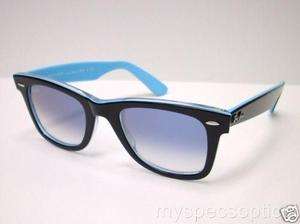 Ray Ban 2140 1001/3F Classic Wayfarer Black Blue 50 New Authentic Made 