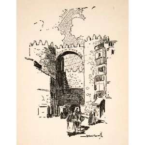  1928 Print Spain Gate Alcazar Caswell Avila Castile Leon 