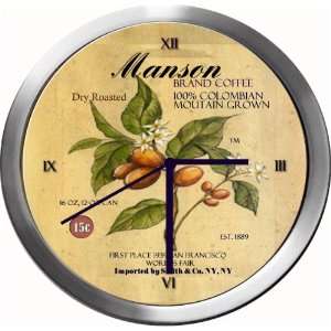 MANSON 14 Inch Coffee Metal Clock Quartz Movement  Kitchen 