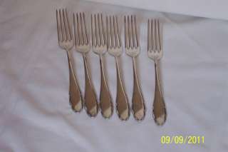 WMF 2200 Antique Silverplate Dinner Forks   Lot of 6   Very Good 