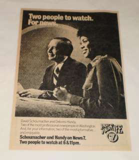 1976 WMAL tv news ad ~ DAVID SCHOUMACHER, DELORES HANDY  