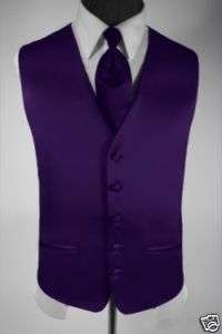 Mens Suit Tuxedo Vest Dress Vest Necktie Purple Medium  