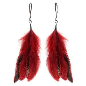  Pair of Natural Satans Canary Feather Dangle Earrings 8 